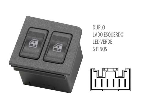 AL520003 - BOTÃO VIDRO ELÉTRICO UNO/ ELBA/ PREMIO DUPLO DIANTEIRO