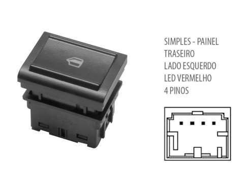 AL540004 - BOTÃO VIDRO ELÉTRICO GOL/ VOYAGE G5 TRASEIRO LE